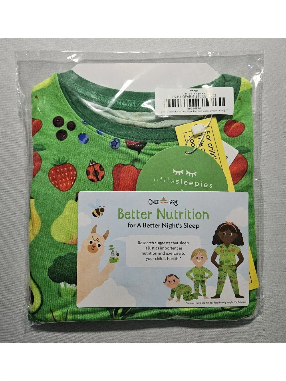 Little Sleepies Once Upon A Farm Two Pc Bamboo Viscose PJ Set Long Sleeve 3T-NWT
